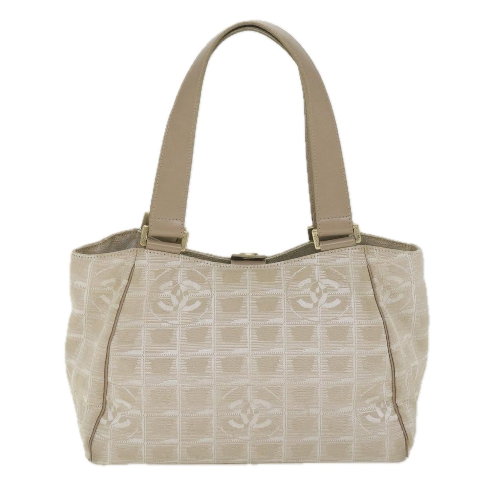 CHANEL New Travel Line Hand Bag Nylon Beige CC Auth ki3740 - Picture 2 of 16